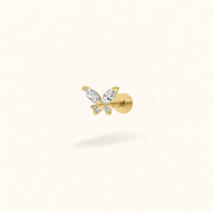 14K Crystal Butterfly - Earrings - Lulu Ave Body Jewelery