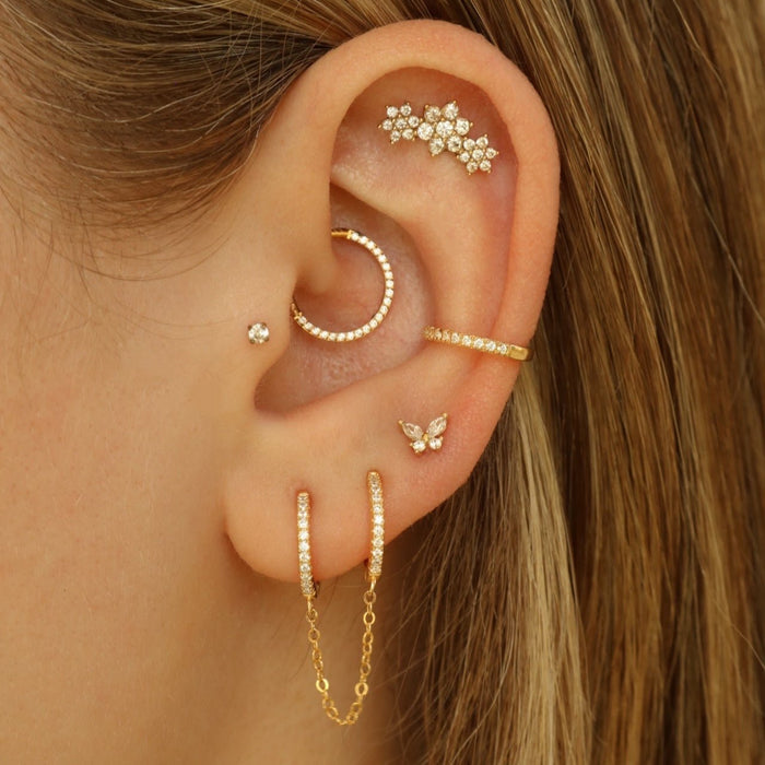 14k Crystal Butterfly Flatback - Earrings - Lulu Ave Body Jewelery