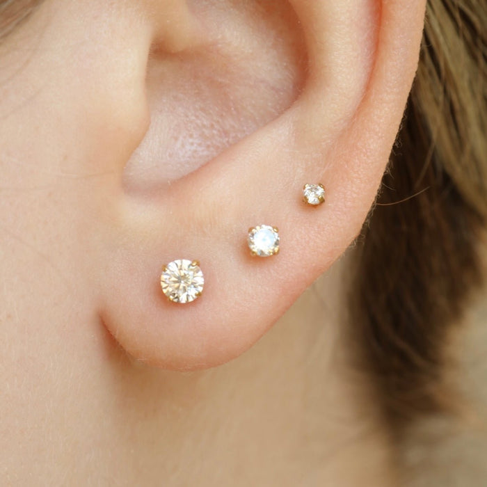 14k Crystal Prong Set - Earrings - Lulu Ave Body Jewelery
