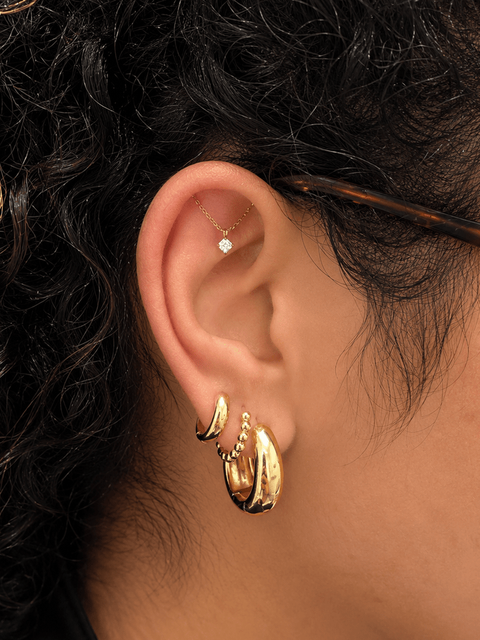 14K Crystal Single Hidden Helix - Earrings - Lulu Ave Body Jewelery