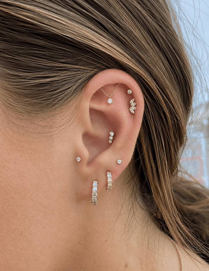 14K Crystal Single Hidden Helix - Earrings - Lulu Ave Body Jewelery