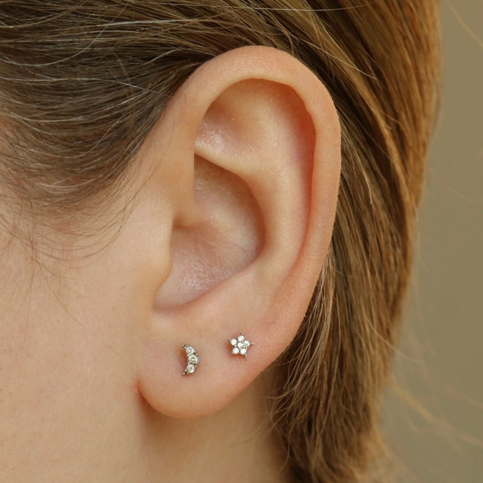 14k Crystal Star Flat back Earring - Threadless - Lulu Ave Body Jewelery