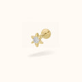 14k Yellow Gold Crystal Sol Star - Earrings - Lulu Ave Body Jewelery