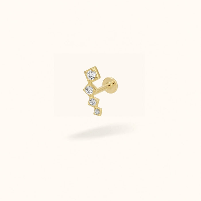14k Yellow Gold Crystal Square Cluster - Earrings - Lulu Ave Body Jewelery