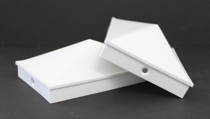 4x6 Nominal (3-5/8"x5-5/8") Plastic Pyramid Fence Post Caps with Pre-Drilled Hole Black or White