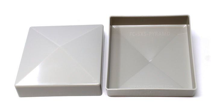 5x5 True (127mm x 127mm) Plastic Pyramid Vinyl Fence Post Cap Black, Grey, Tan or White