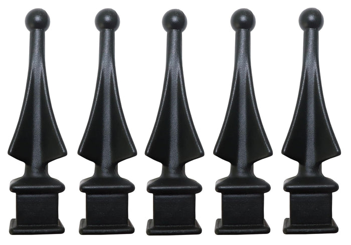 Black Plastic 1/2" Four-Sided Spire Wing Tip Finial Fence Topper for Iron Picket Fence 1/2" posts
