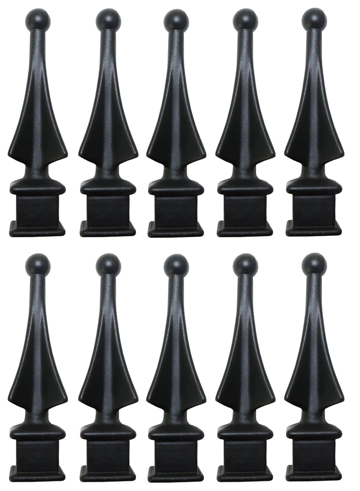 Black Plastic 1/2" Four-Sided Spire Wing Tip Finial Fence Topper for Iron Picket Fence 1/2" posts