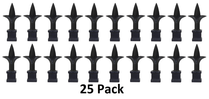 Black Plastic 1/2" Trident Spear Finial Fence Topper for Wrought Iron Picket Fence 0.5" posts