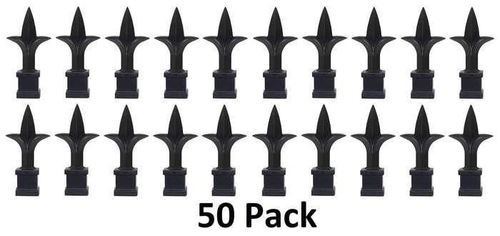 Black Plastic 1/2" Trident Spear Finial Fence Topper for Wrought Iron Picket Fence 0.5" posts