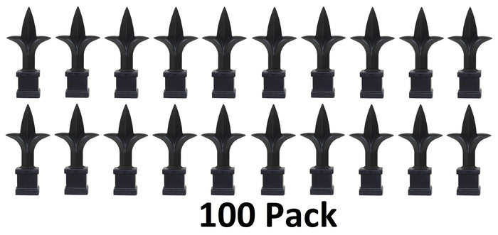 Black Plastic 1/2" Trident Spear Finial Fence Topper for Wrought Iron Picket Fence 0.5" posts