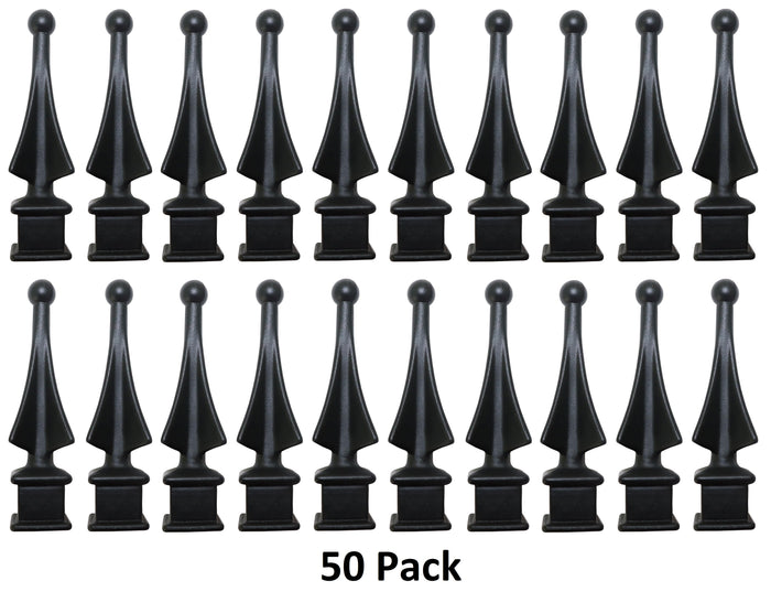 Black Plastic 3/4" Four-Sided Spire Wing Tip Finial Fence Topper for Iron Picket Fence 3/4" posts