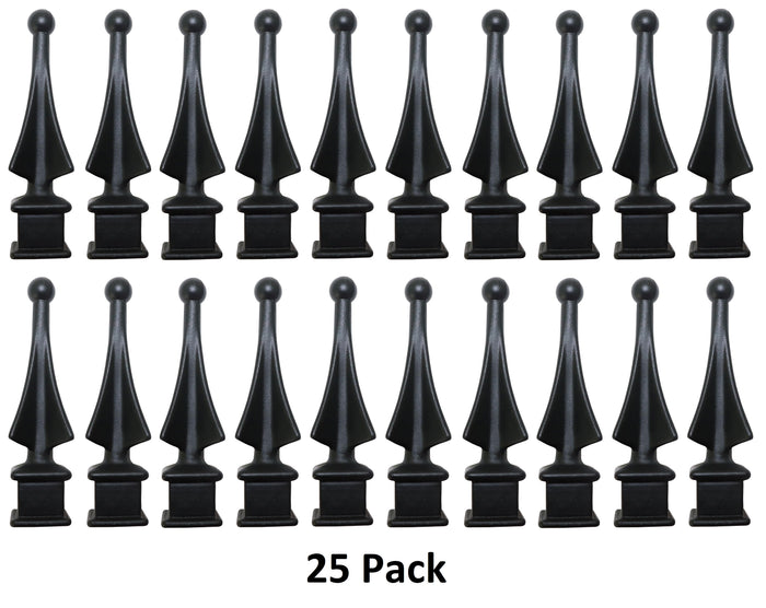 Black Plastic 5/8" Four-Sided Spire Wing Tip Finial Fence Topper for Iron Picket Fence 5/8" posts