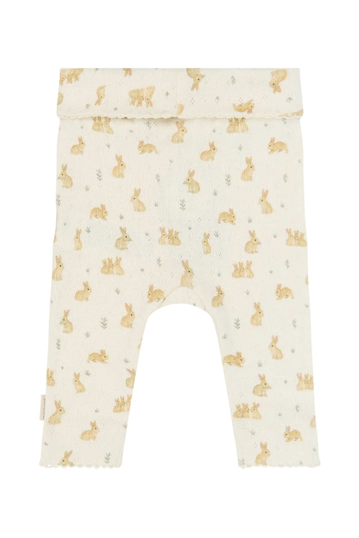 Dio Newborn High Waist Leggings Pointelle - Eggnog Rabbit