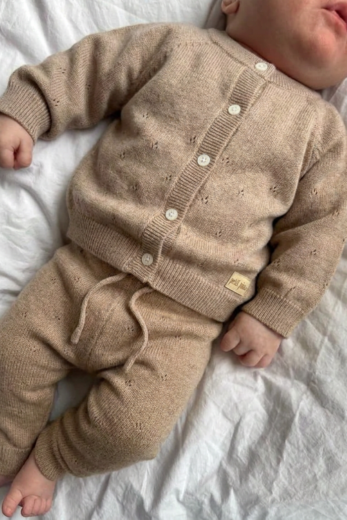 Edris Knit Pointelle Cardigan - Woodsmoke