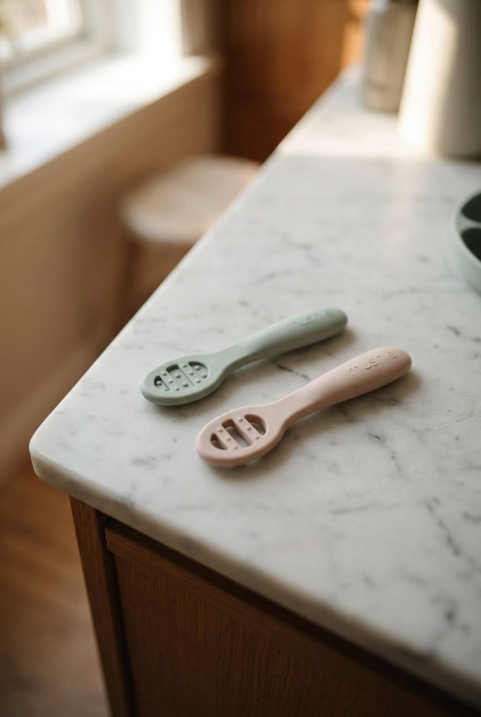 First Feeding Spoons 2pk - Cambridge Blue/Shifting Sand