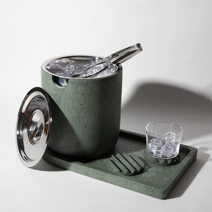 Ice Bucket w/ Tray | Dark Green Terrazzo - pretti.cool