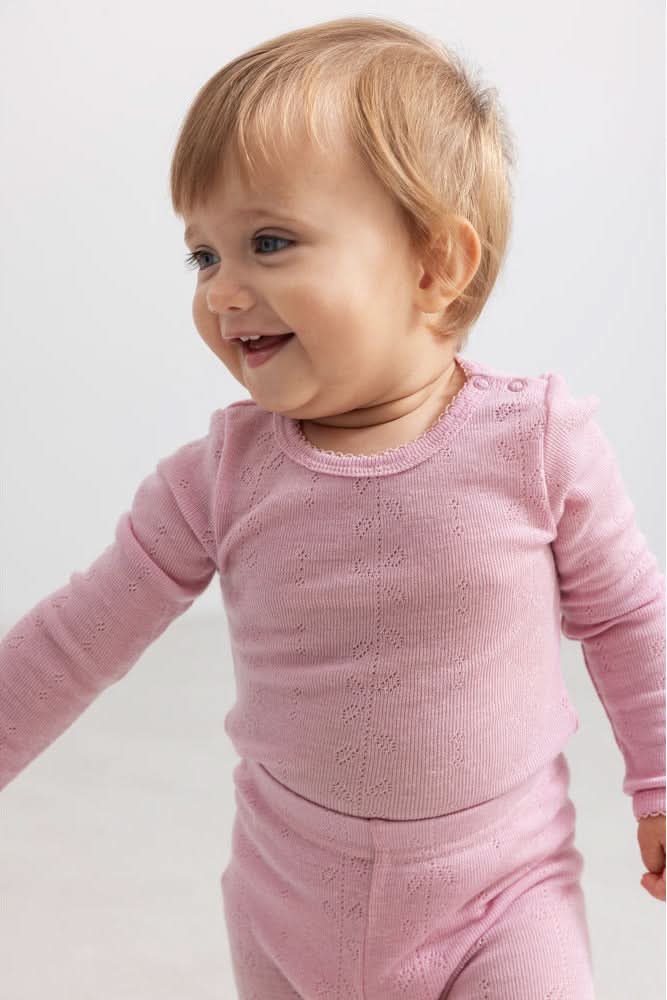 Leggings Wool Pointelle - Soft Berry