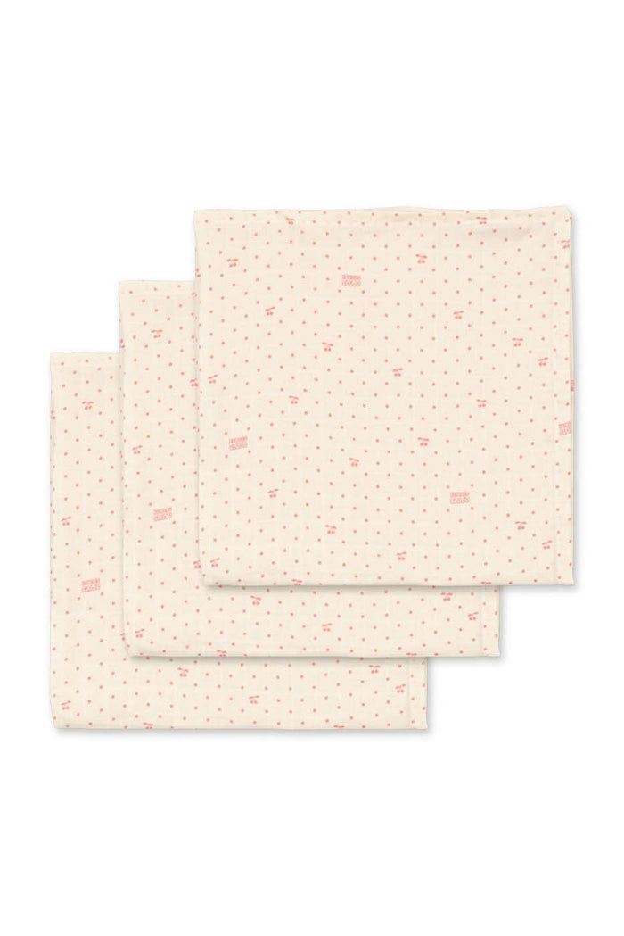 Muslin Cloths 3pk - Cherry Dot