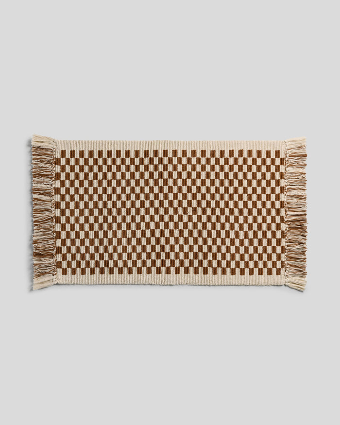Organic Checkered Bath Rug | Natural and Tobacco - Pretti.Cool