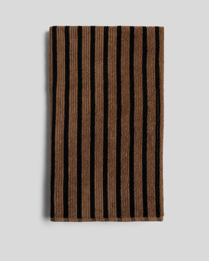 Organic Resort Stripe Towels | Camel with Soft Black - Pretti.Cool