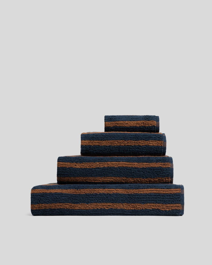 Organic Resort Stripe Towels | Ink with Tobacco - Pretti.Cool
