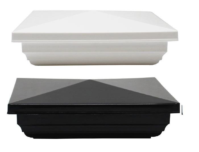 Plastic 4" Classic New England Style Vinyl Fence Post Caps, 4"x 4" Post Cap for Vinyl Fence Post, Black or White