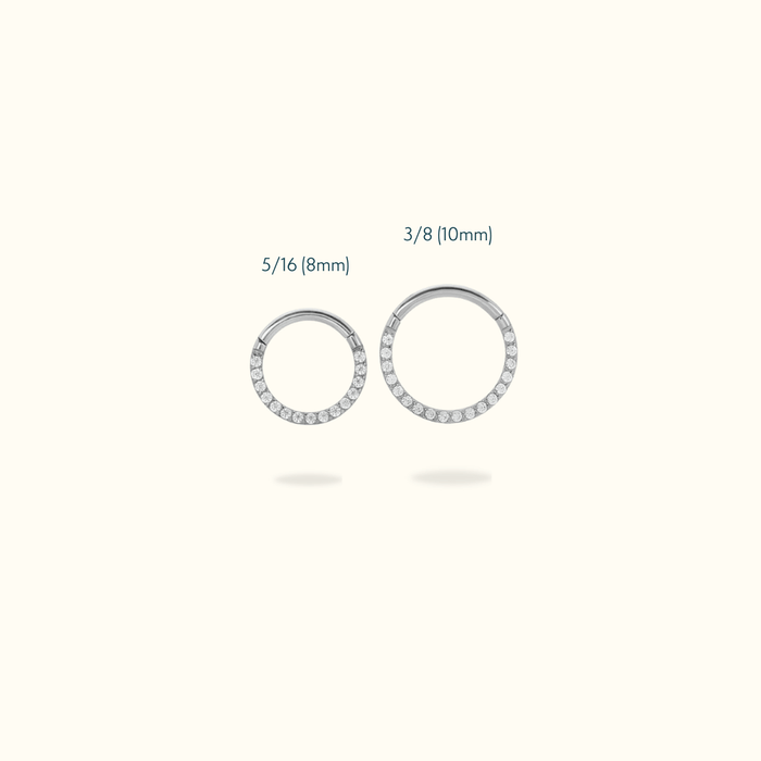 Titanium Front Crystal Hinged Ring - Lulu Ave Body Jewelery