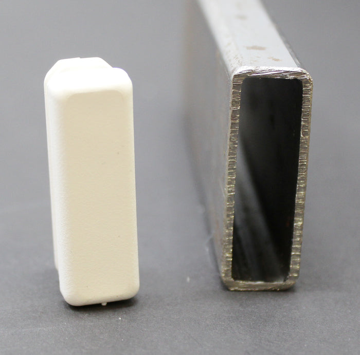 Tubing Caps 1/2 x 1-1/2 inch Rectangle White Plastic, Finishing Plug, Pipe Tubing End Cap